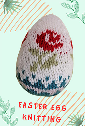 Easter egg with knitting needles