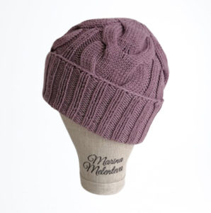 Knitted hat with lapel and braids