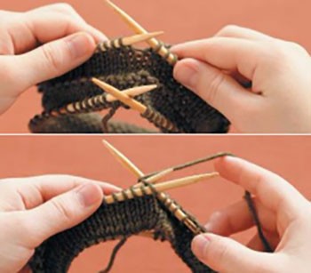 Continue knitting until the section behind the fold is the same height as the section in front of the fold.