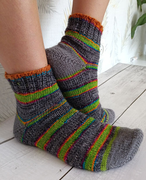 Striped socks from leftover yarn